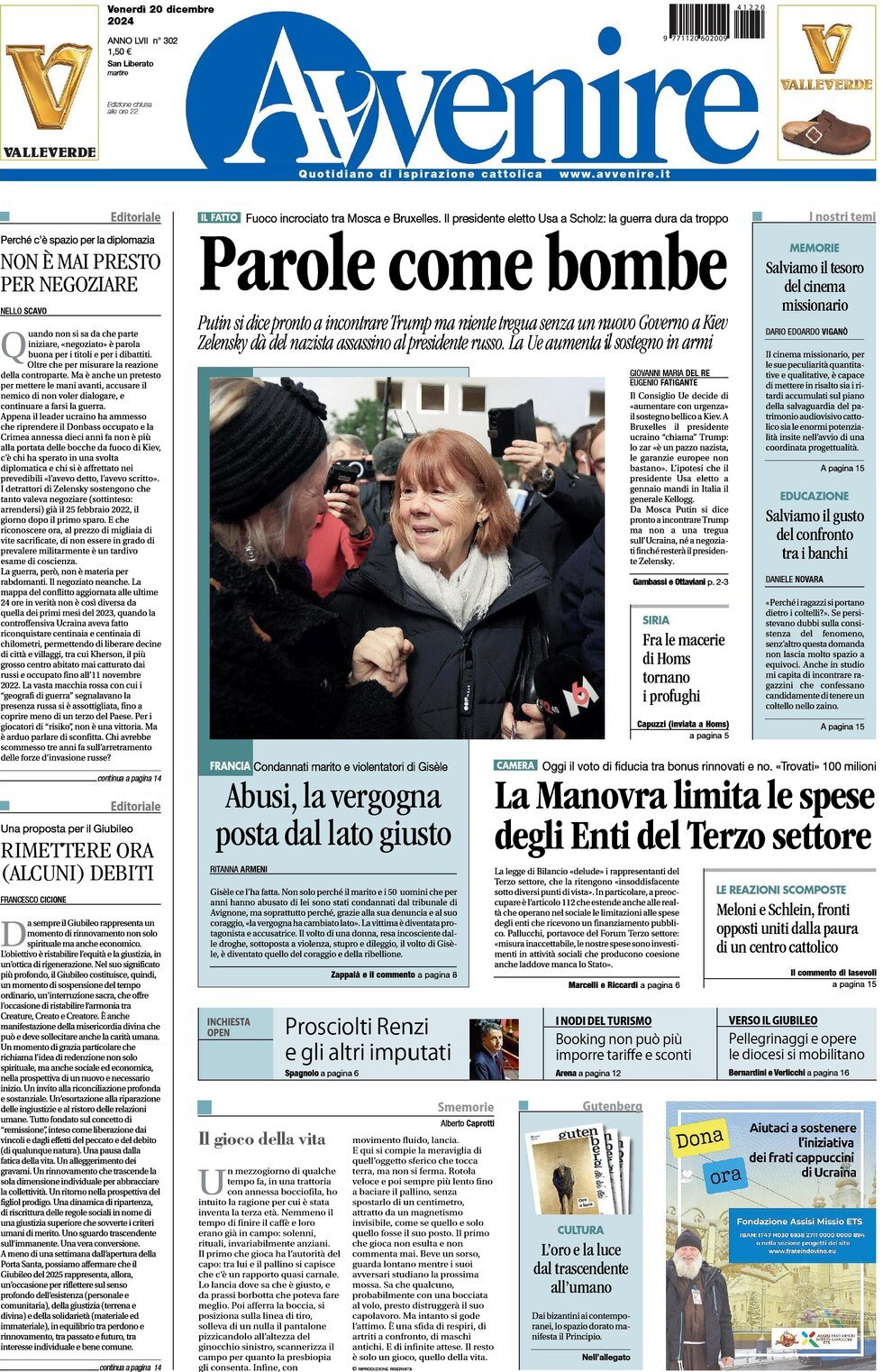 Prima-pagina-avvenire-edizione-di-oggi-20-12-2024