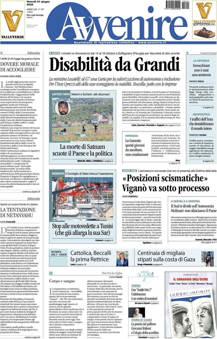 Prima-pagina-avvenire-edizione-di-oggi-21-06-2024