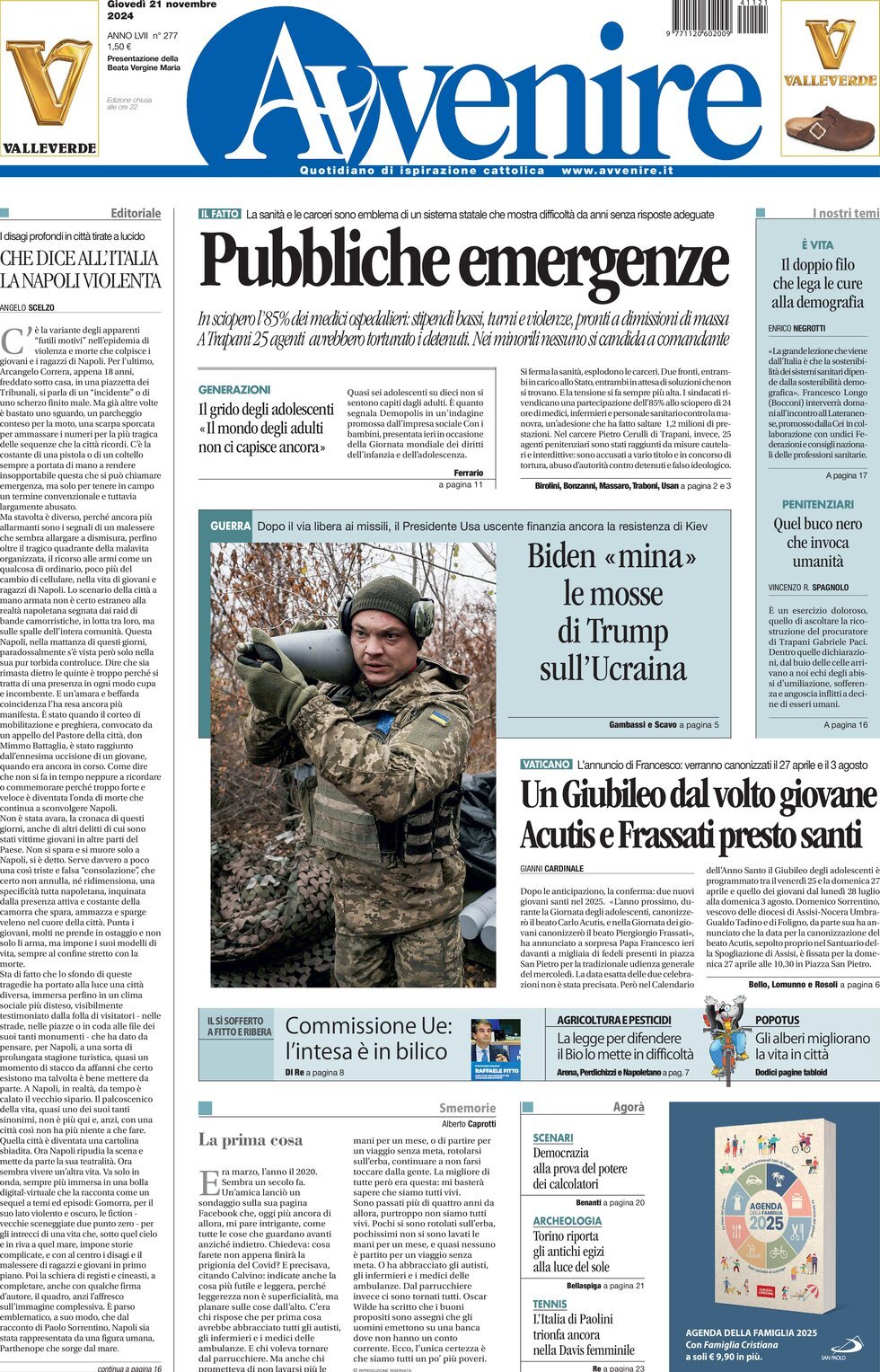 Prima-pagina-avvenire-edizione-di-oggi-21-11-2024