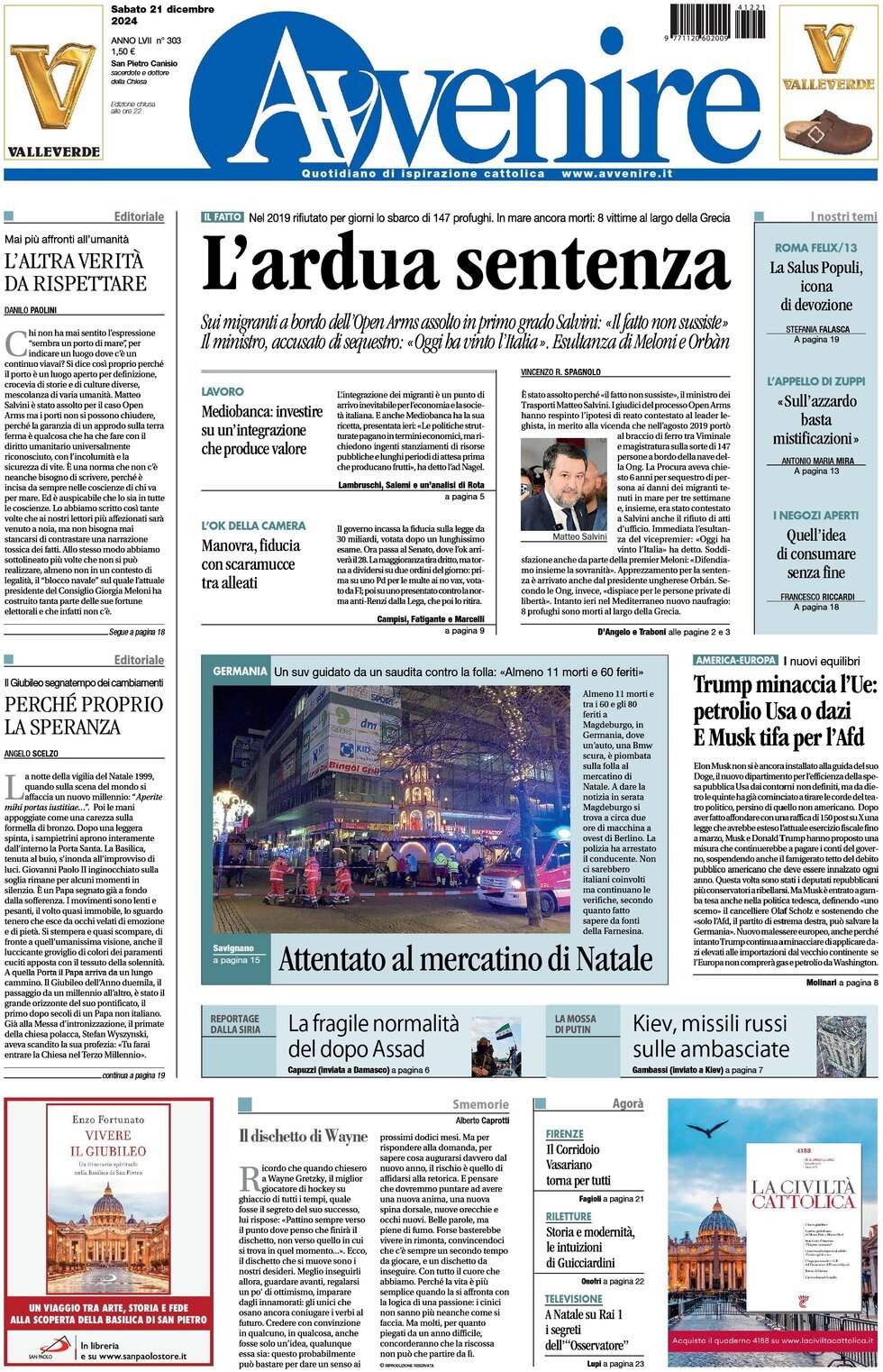 Prima-pagina-avvenire-edizione-di-oggi-21-12-2024