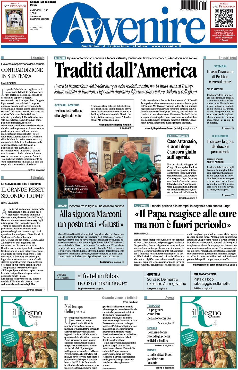 Prima-pagina-avvenire-edizione-di-oggi-22-02-2025