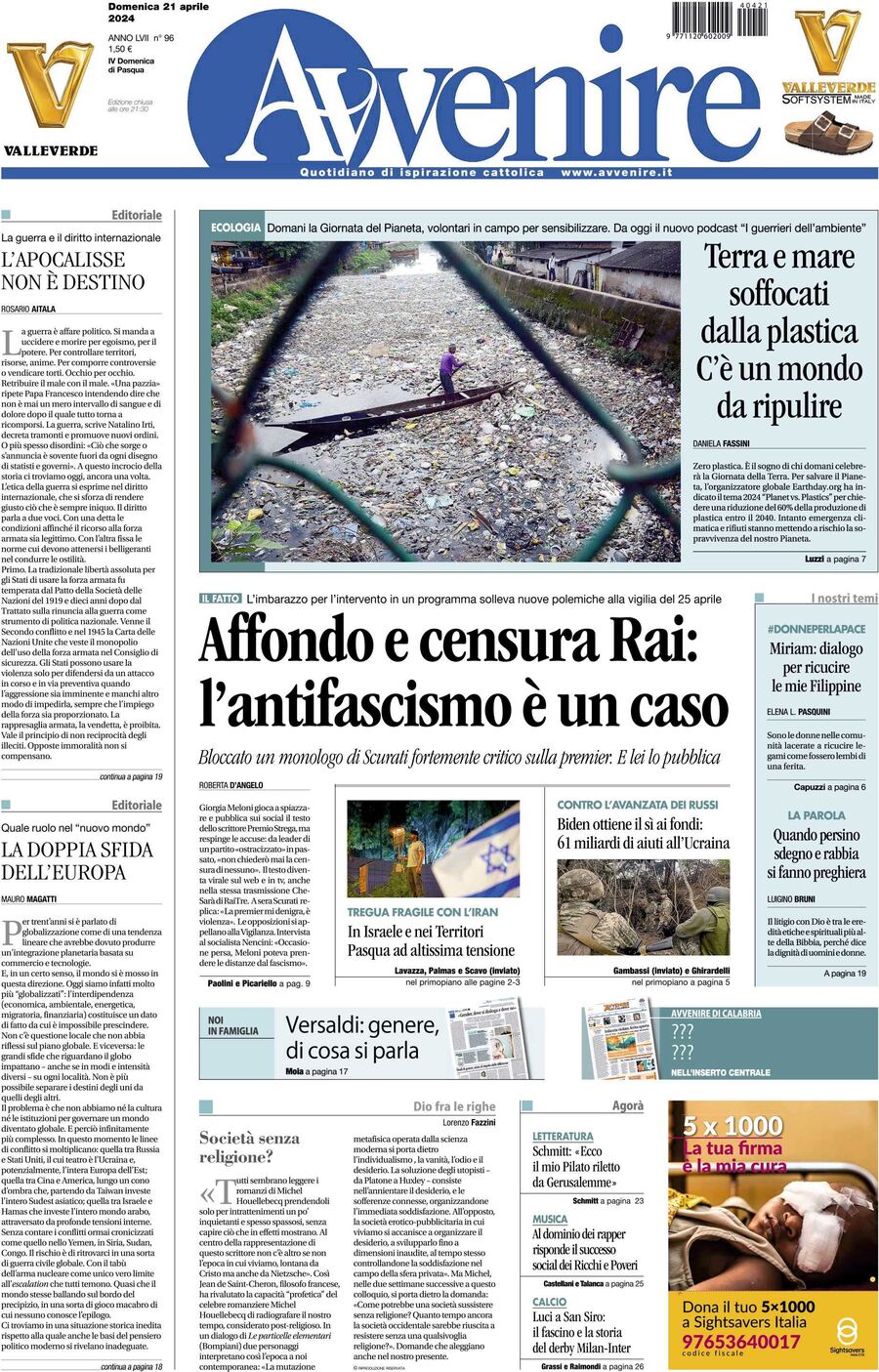 Prima-pagina-avvenire-edizione-di-oggi-22-04-2024