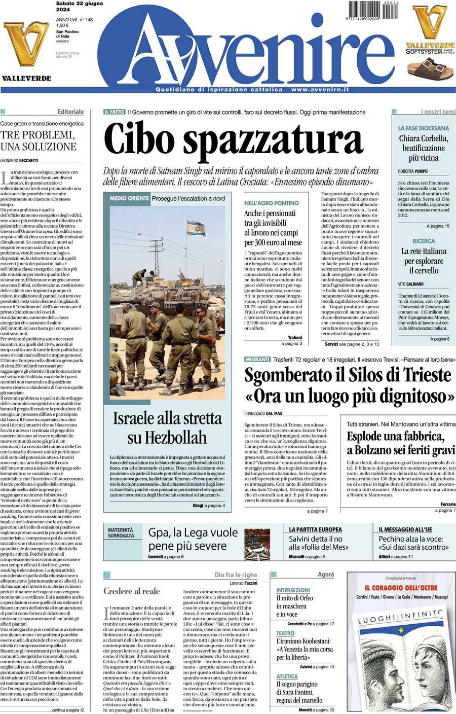 Prima-pagina-avvenire-edizione-di-oggi-22-06-2024