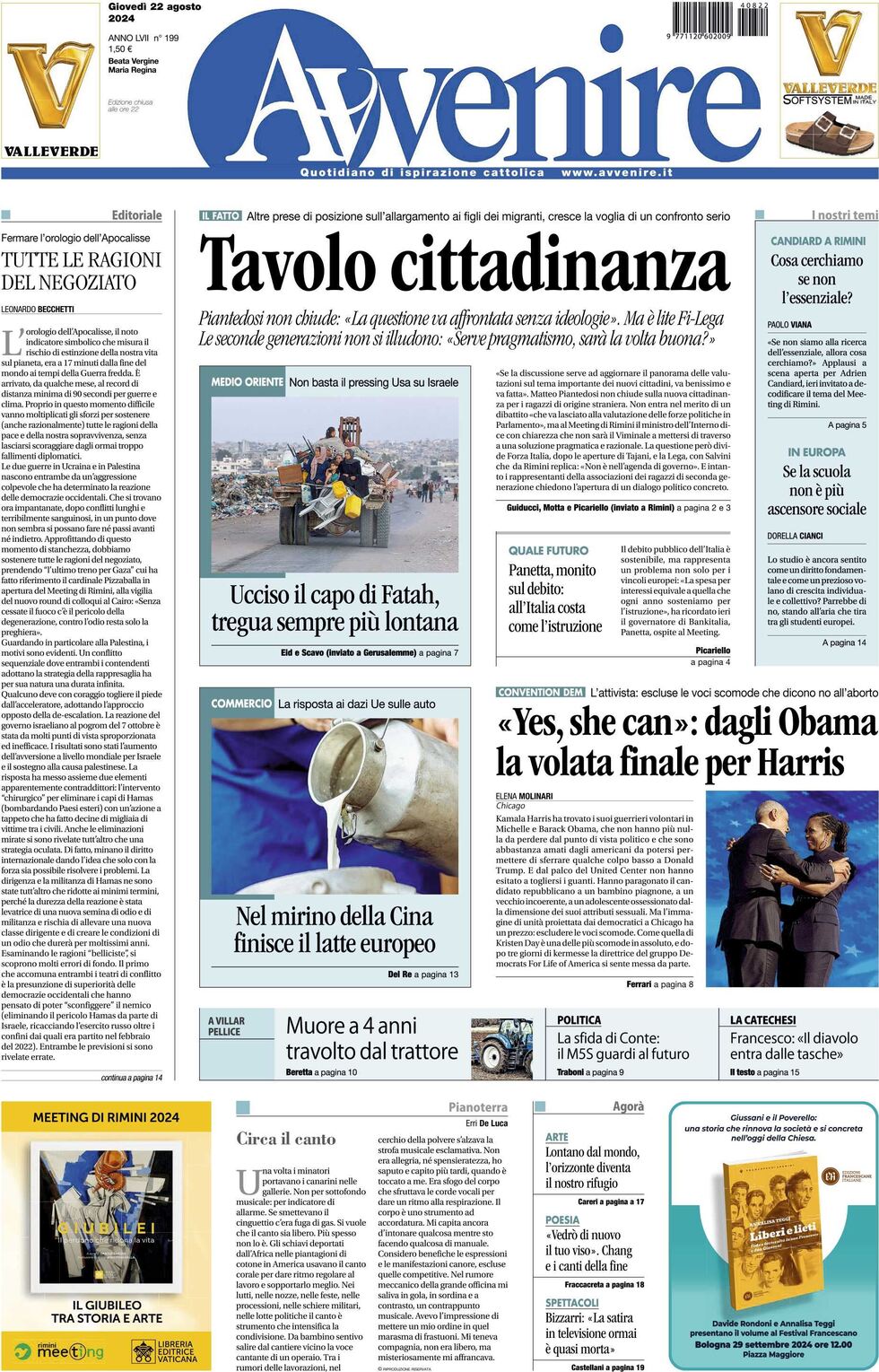 Prima-pagina-avvenire-edizione-di-oggi-22-08-2024