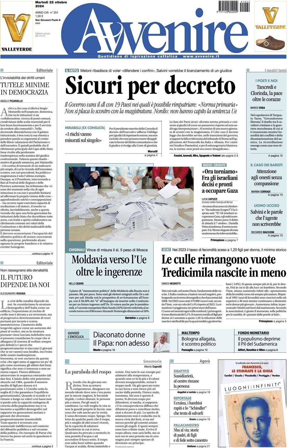 Prima-pagina-avvenire-edizione-di-oggi-22-10-2024