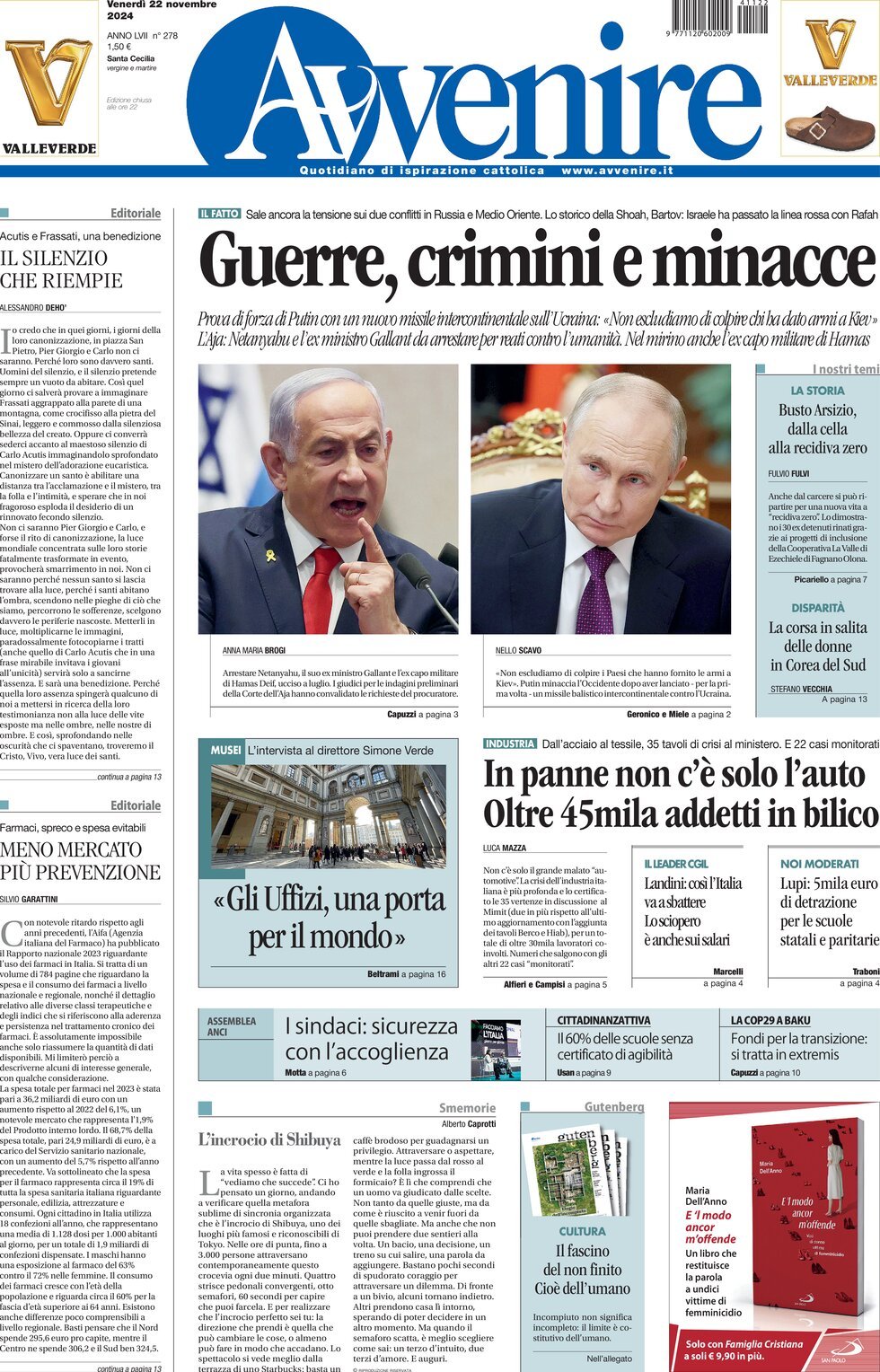 Prima-pagina-avvenire-edizione-di-oggi-22-11-2024