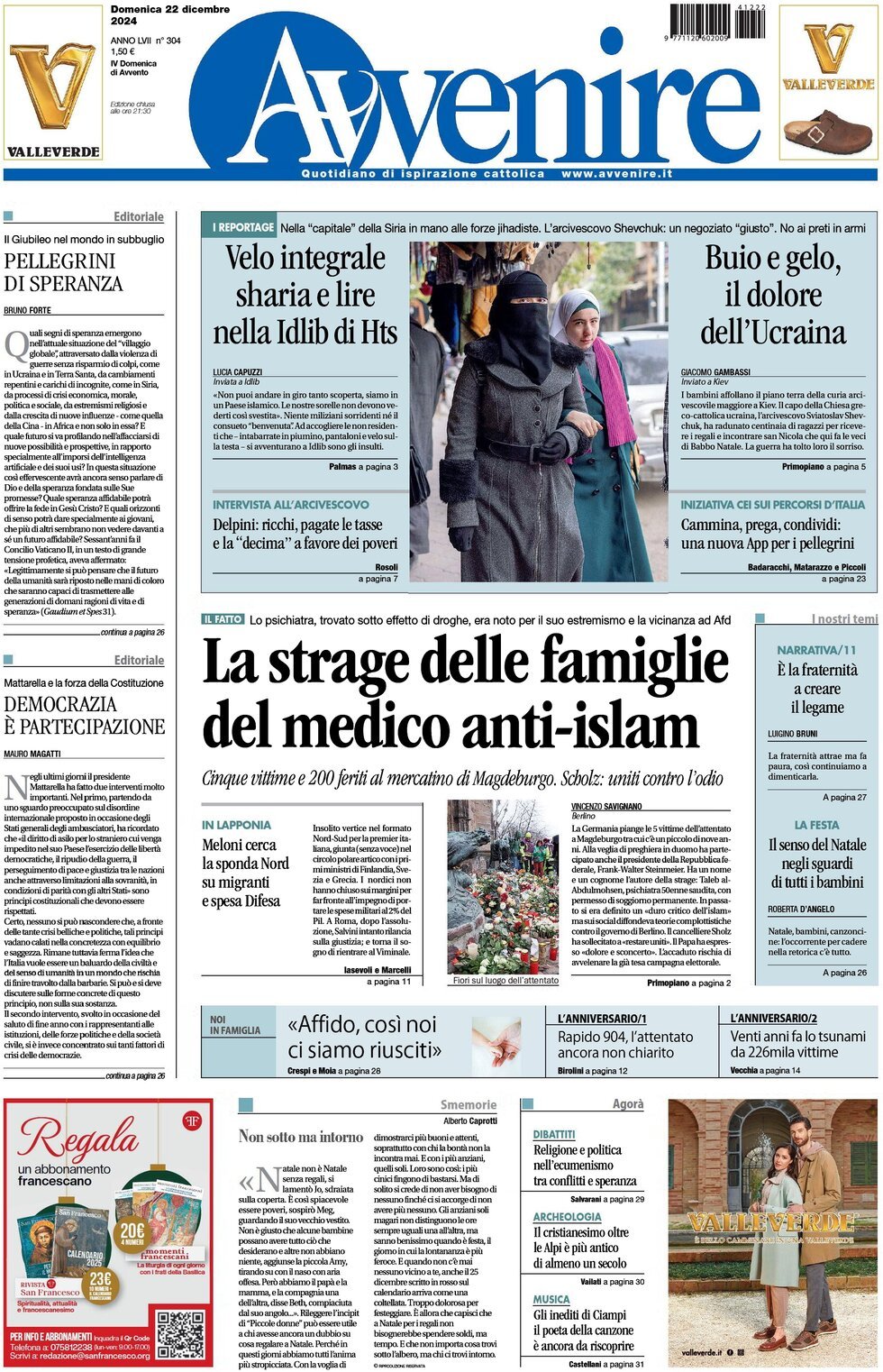 Prima-pagina-avvenire-edizione-di-oggi-22-12-2024