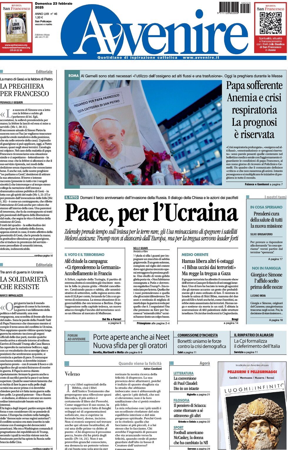 Prima-pagina-avvenire-edizione-di-oggi-23-02-2025