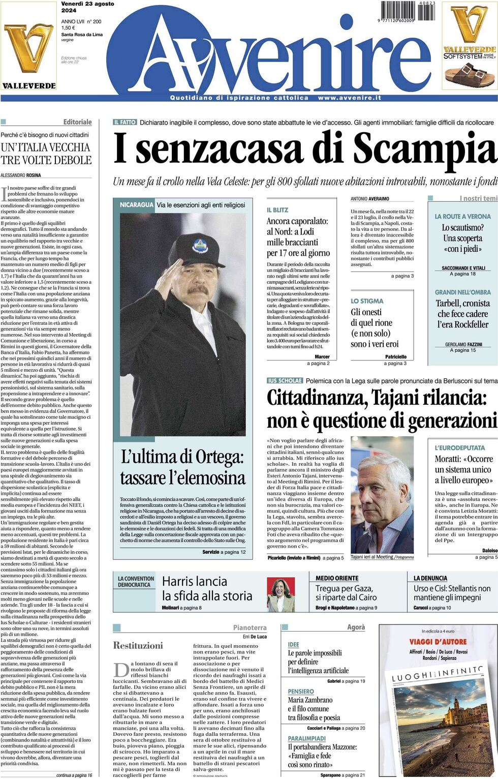 Prima-pagina-avvenire-edizione-di-oggi-23-08-2024