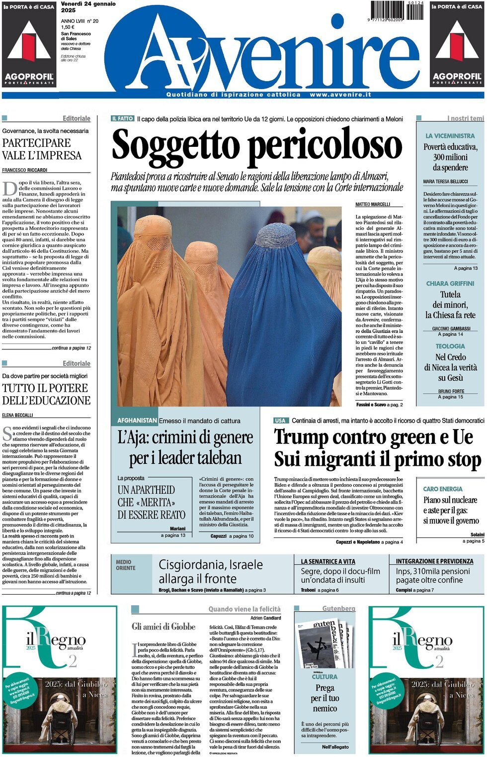 Prima-pagina-avvenire-edizione-di-oggi-24-01-2025