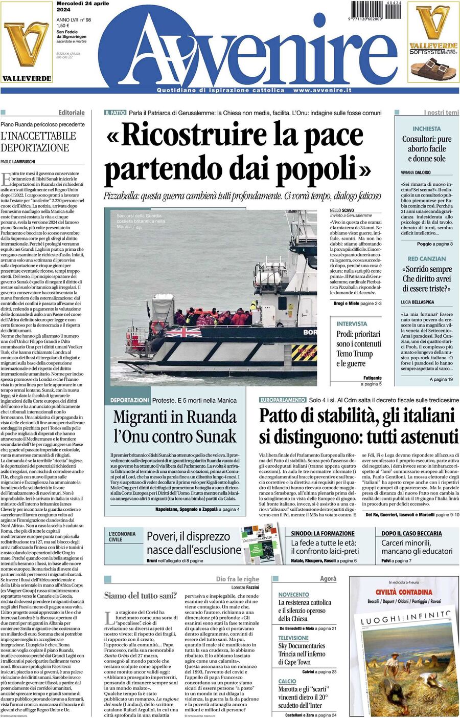 Prima-pagina-avvenire-edizione-di-oggi-24-04-2024