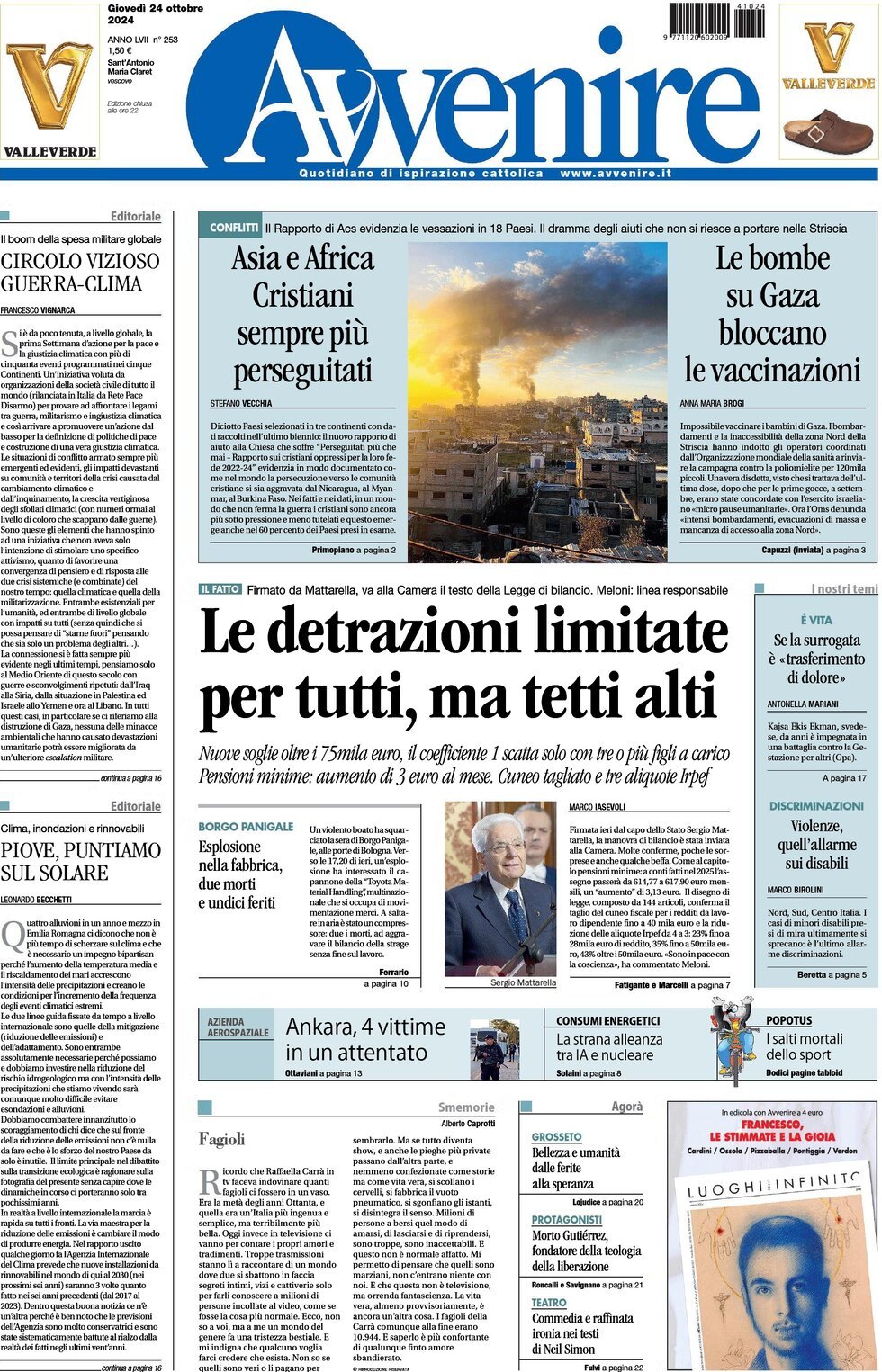 Prima-pagina-avvenire-edizione-di-oggi-24-10-2024