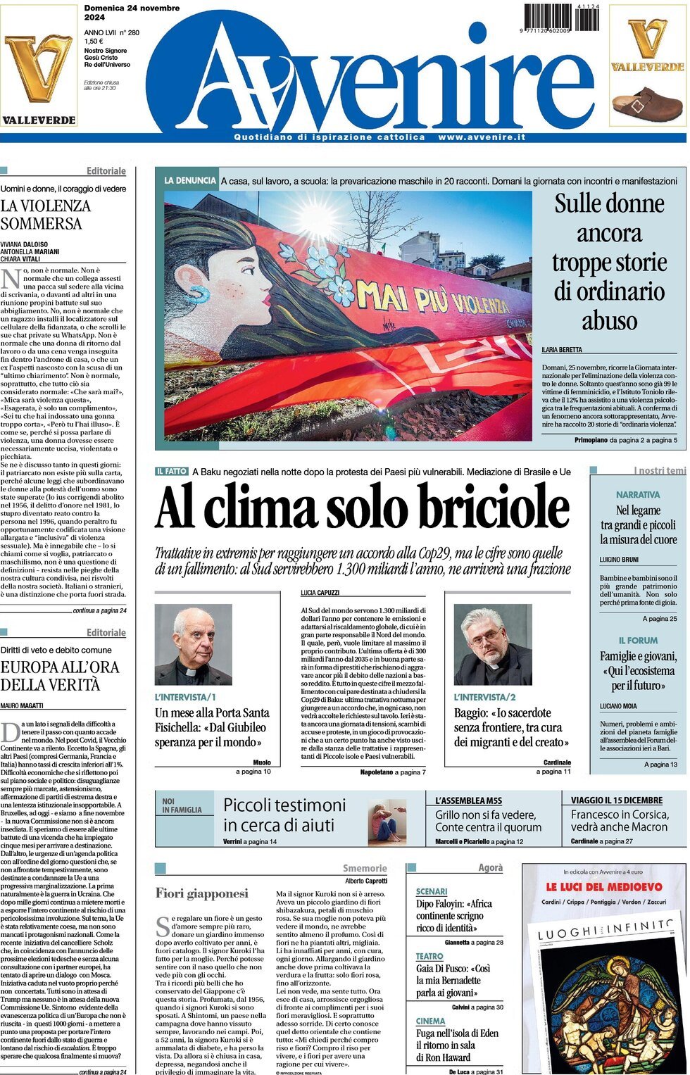 Prima-pagina-avvenire-edizione-di-oggi-24-11-2024