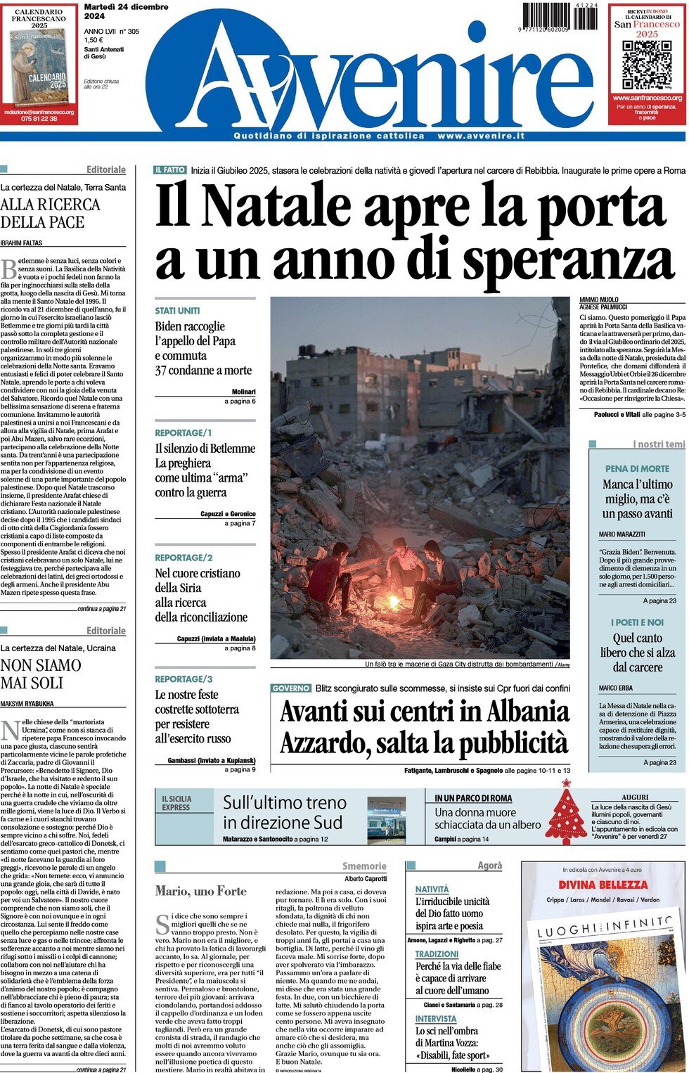 Prima-pagina-avvenire-edizione-di-oggi-24-12-2024