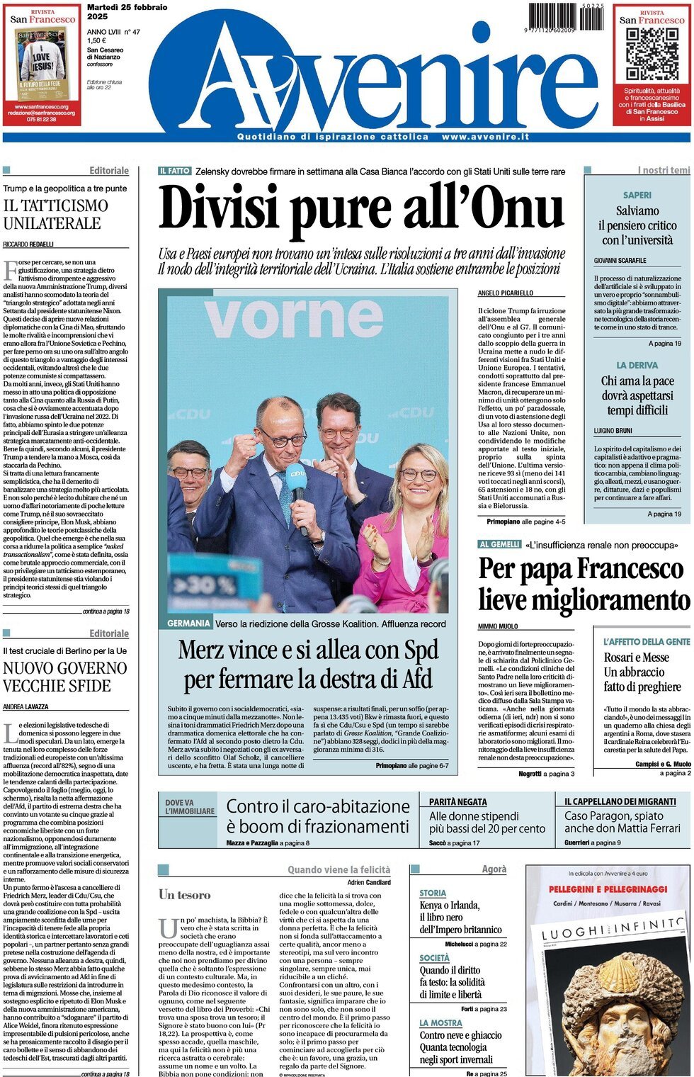 Prima-pagina-avvenire-edizione-di-oggi-25-02-2025