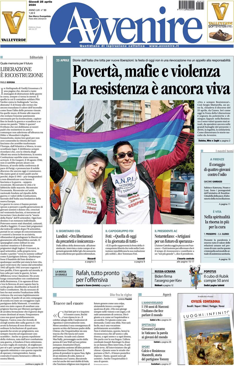 Prima-pagina-avvenire-edizione-di-oggi-25-04-2024