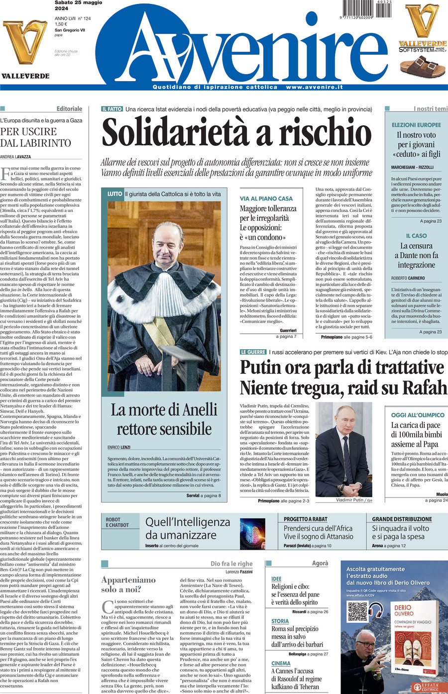 Prima-pagina-avvenire-edizione-di-oggi-25-05-2024