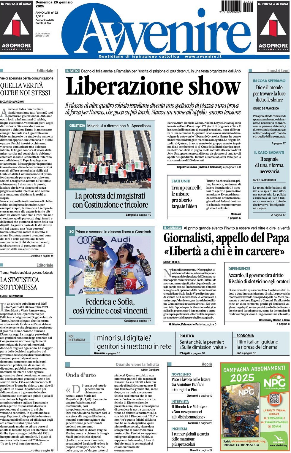 Prima-pagina-avvenire-edizione-di-oggi-26-01-2025