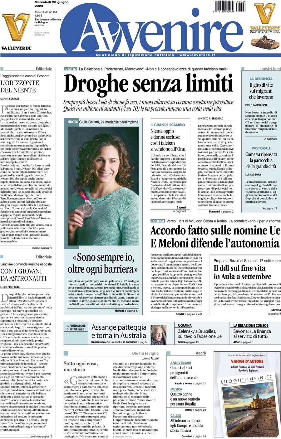 Prima-pagina-avvenire-edizione-di-oggi-26-06-2024