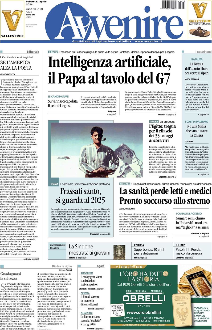 Prima-pagina-avvenire-edizione-di-oggi-27-04-2024