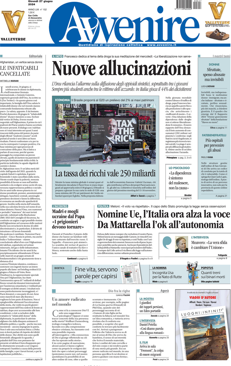 Prima-pagina-avvenire-edizione-di-oggi-27-06-2024