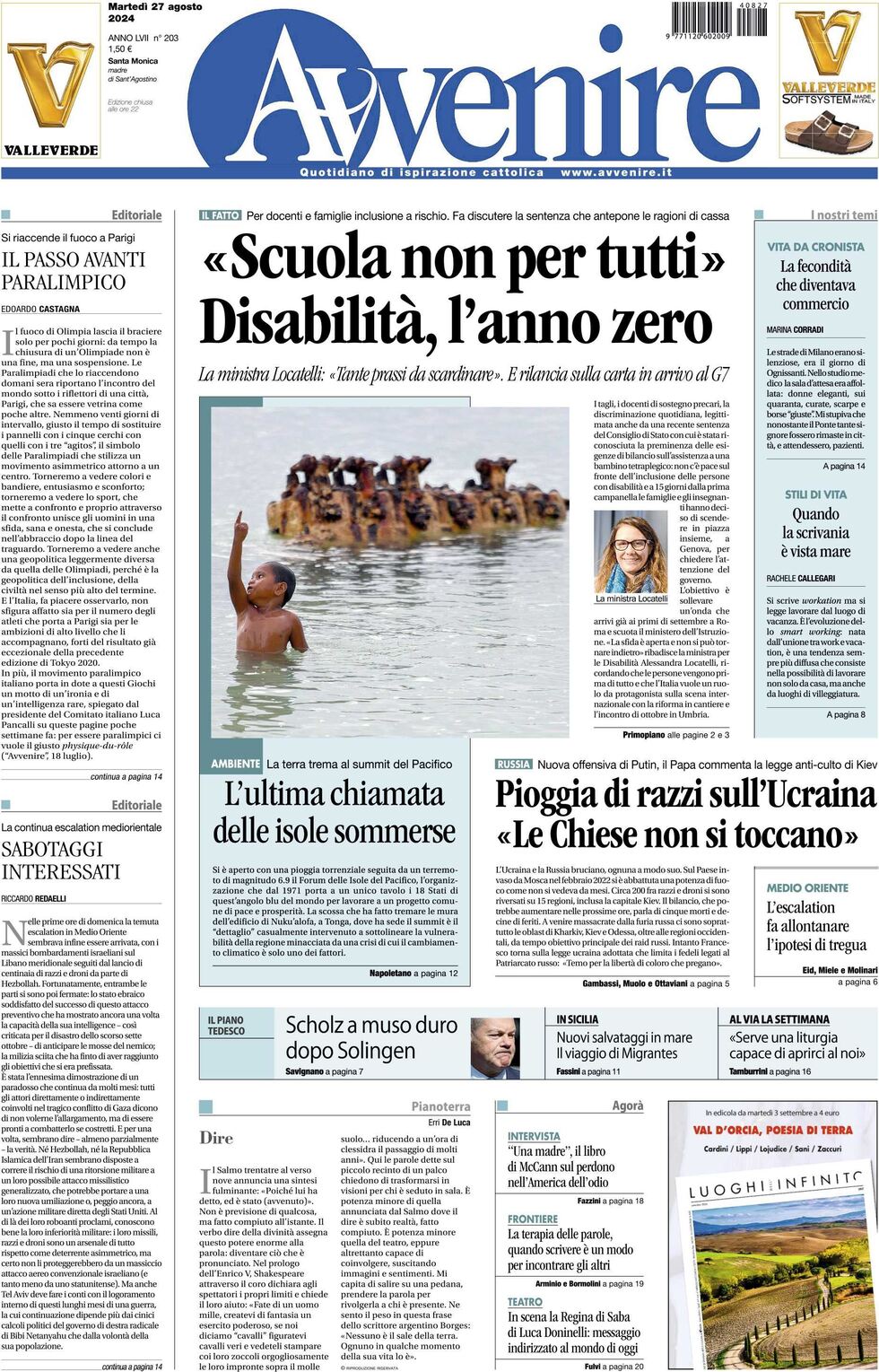 Prima-pagina-avvenire-edizione-di-oggi-27-08-2024