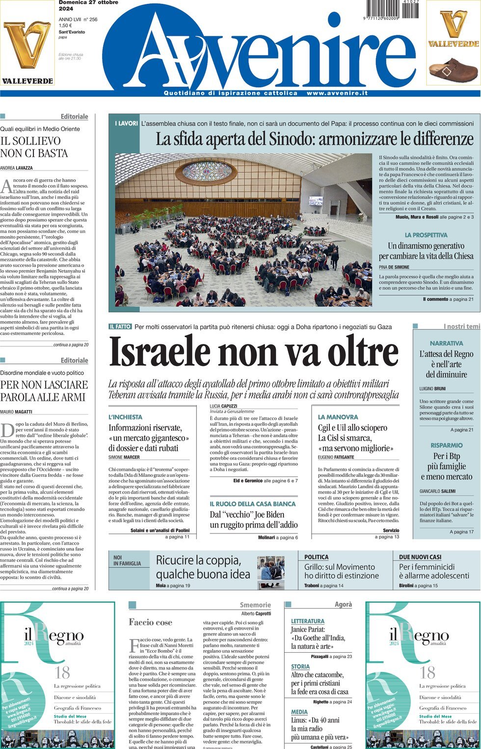 Prima-pagina-avvenire-edizione-di-oggi-27-10-2024