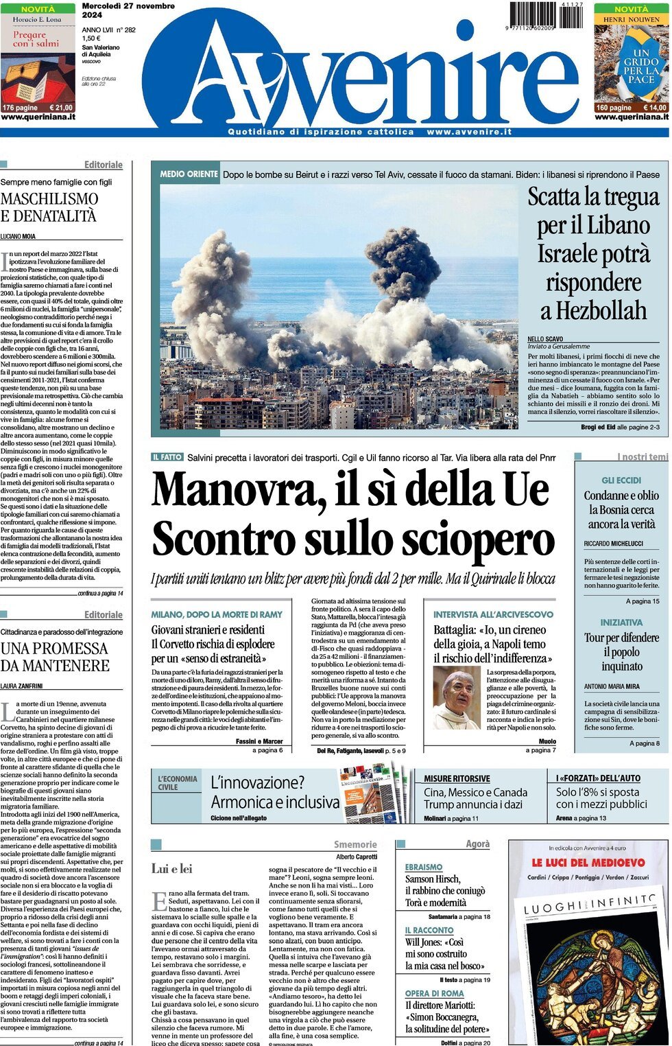 Prima-pagina-avvenire-edizione-di-oggi-27-11-2024