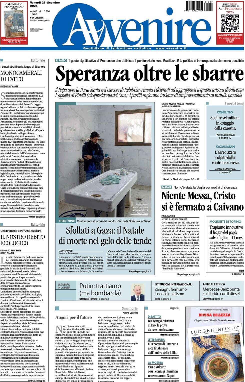 Prima-pagina-avvenire-edizione-di-oggi-27-12-2024