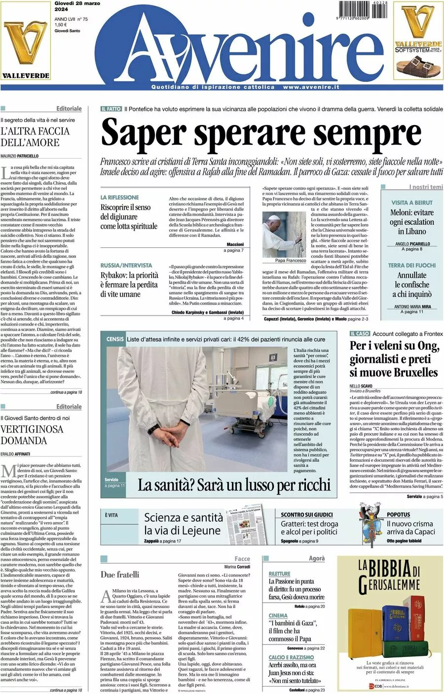 Prima-pagina-avvenire-edizione-di-oggi-28-03-2024