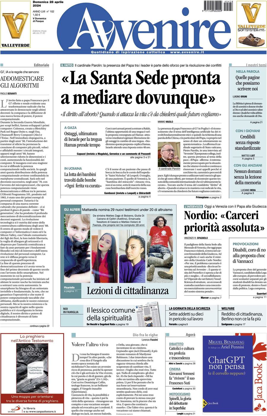 Prima-pagina-avvenire-edizione-di-oggi-28-04-2024