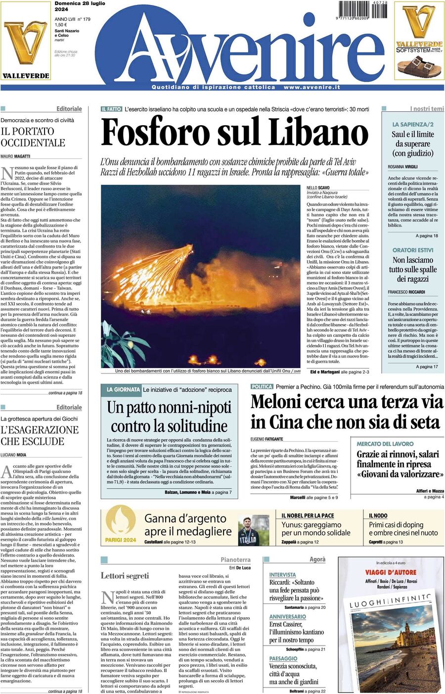 Prima-pagina-avvenire-edizione-di-oggi-28-07-2024