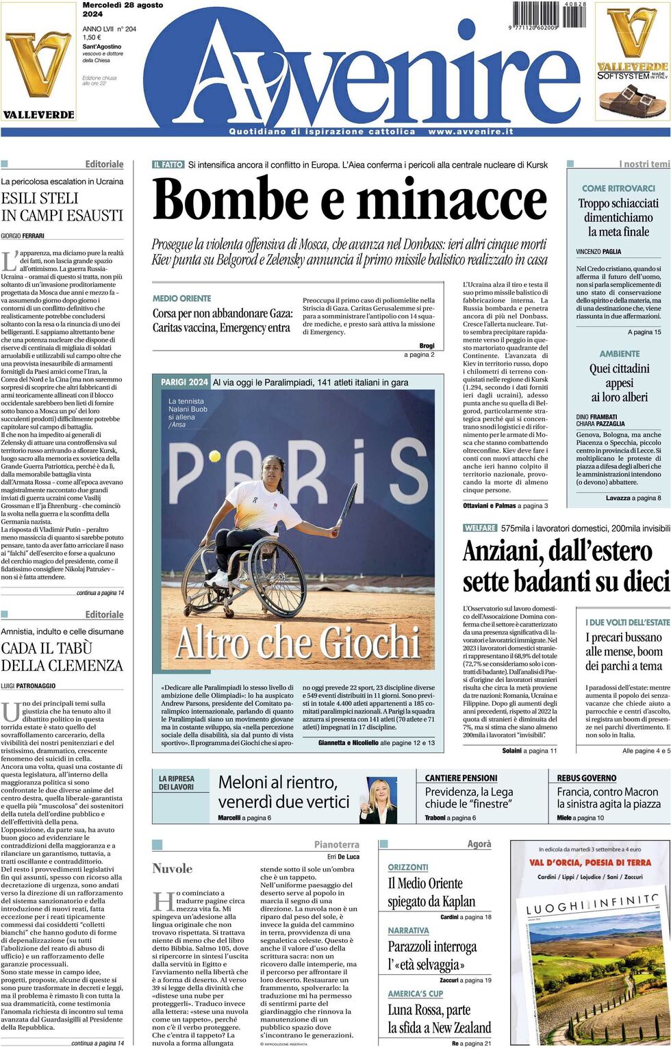 Prima-pagina-avvenire-edizione-di-oggi-28-08-2024