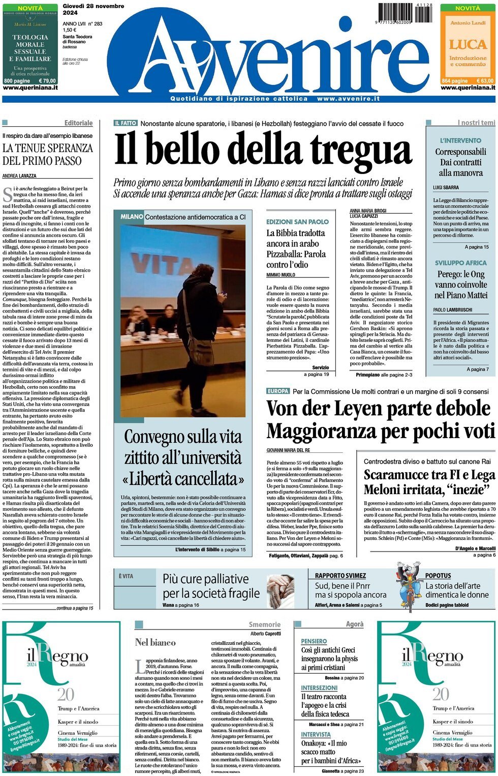 Prima-pagina-avvenire-edizione-di-oggi-28-11-2024