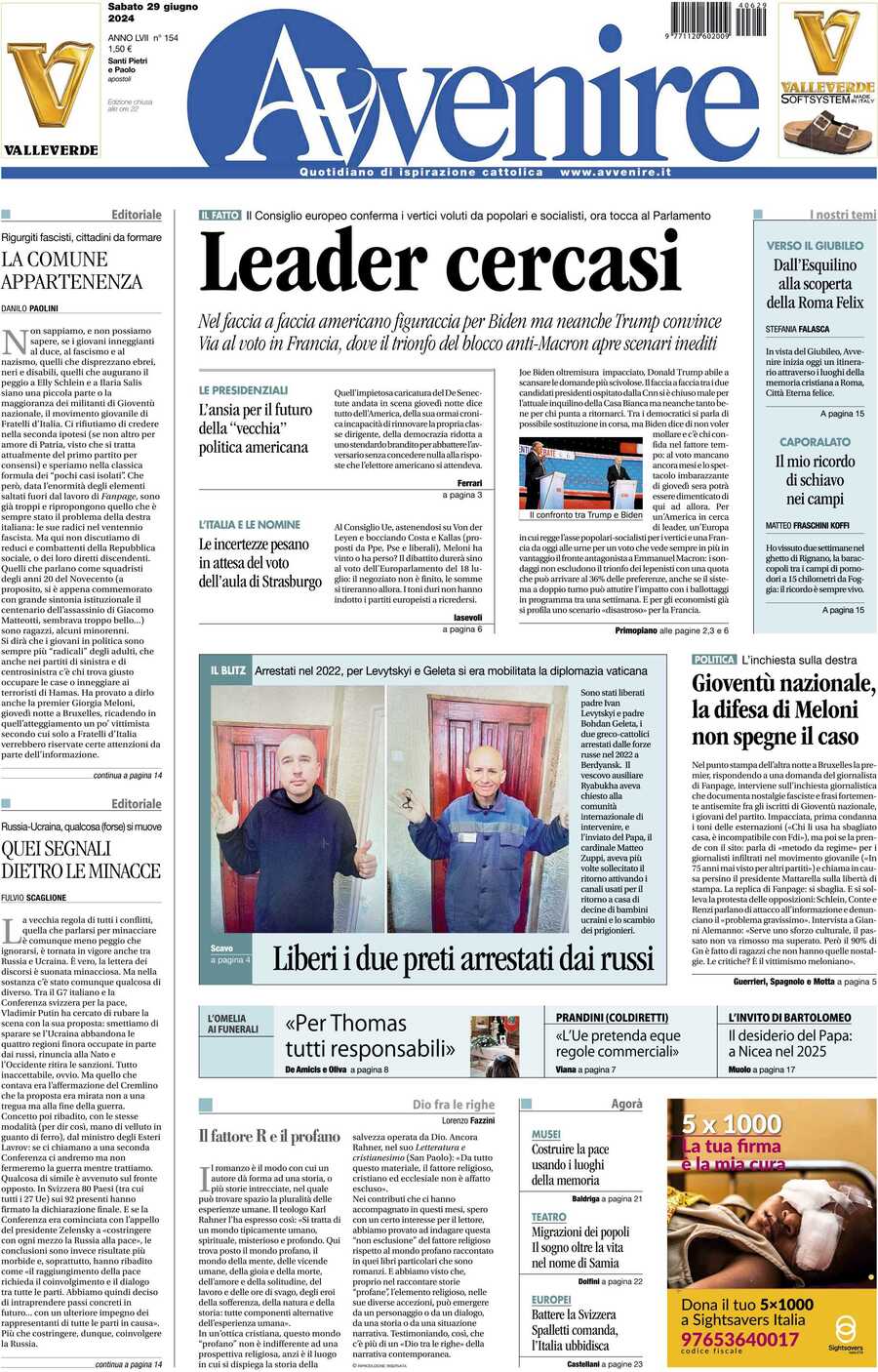 Prima-pagina-avvenire-edizione-di-oggi-29-06-2024