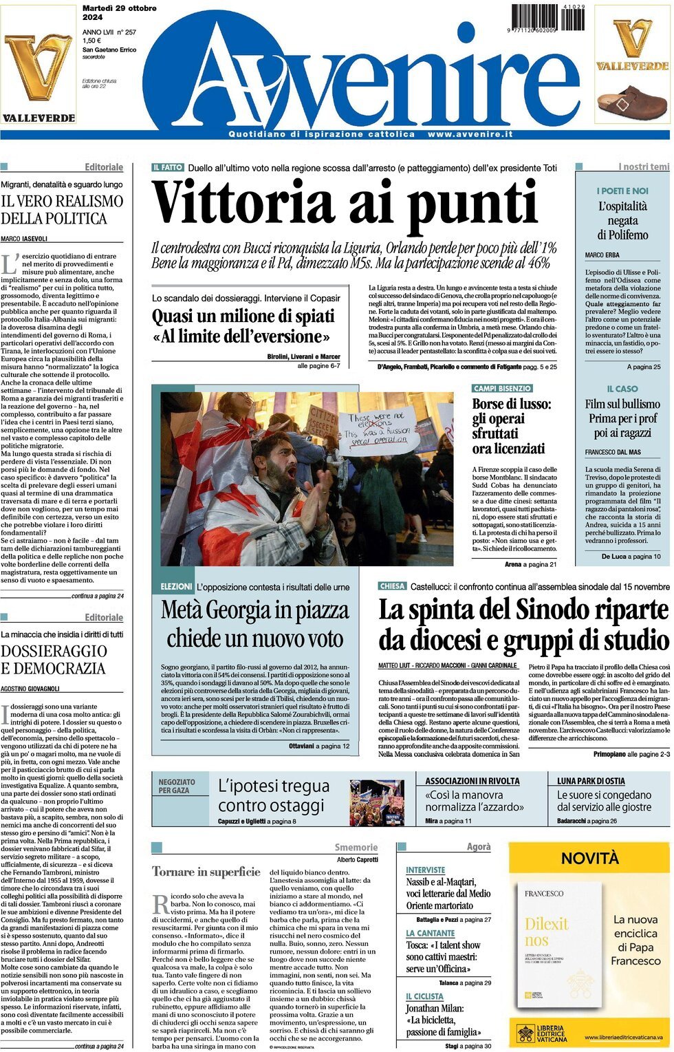 Prima-pagina-avvenire-edizione-di-oggi-29-10-2024