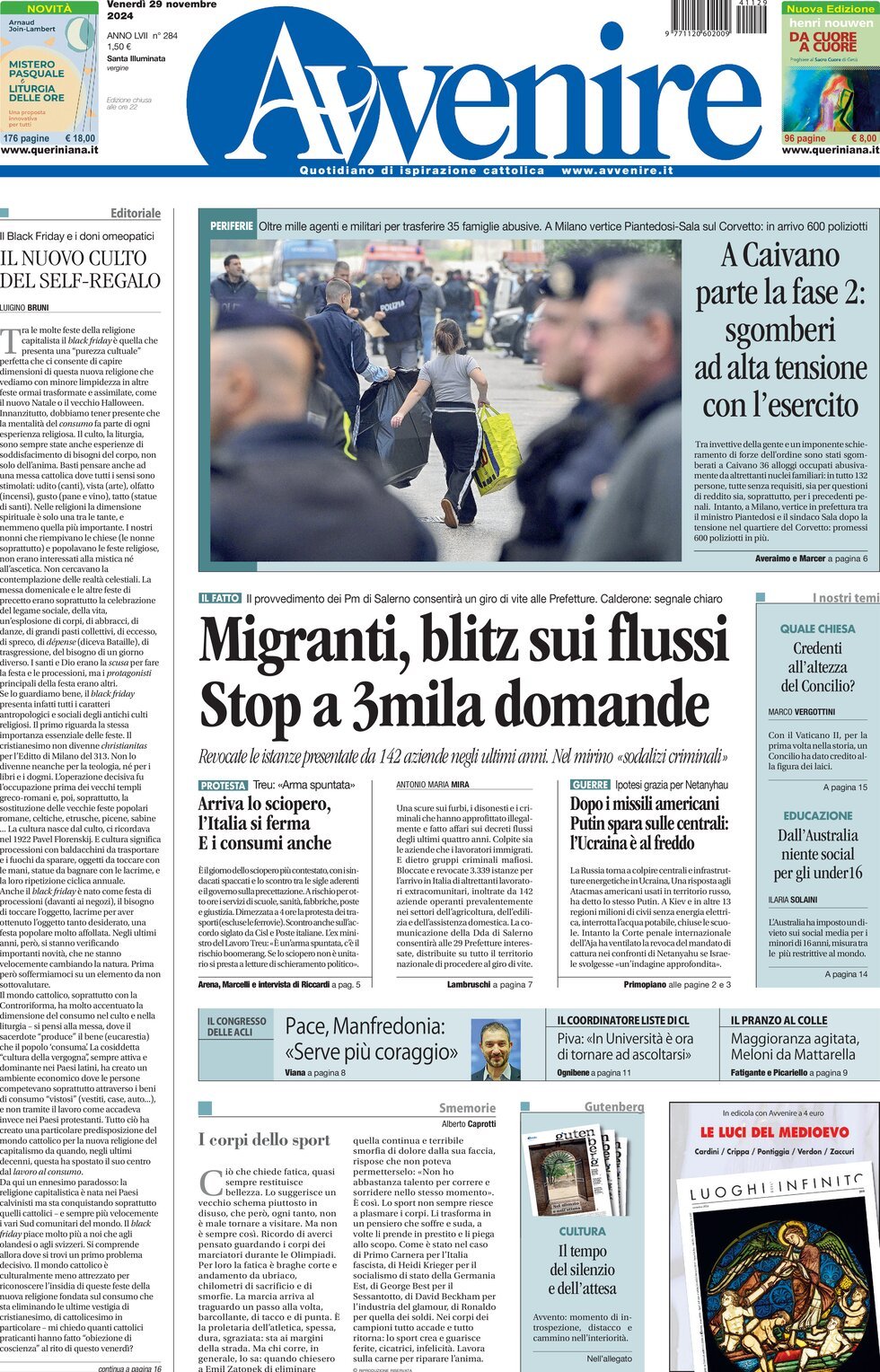 Prima-pagina-avvenire-edizione-di-oggi-29-11-2024