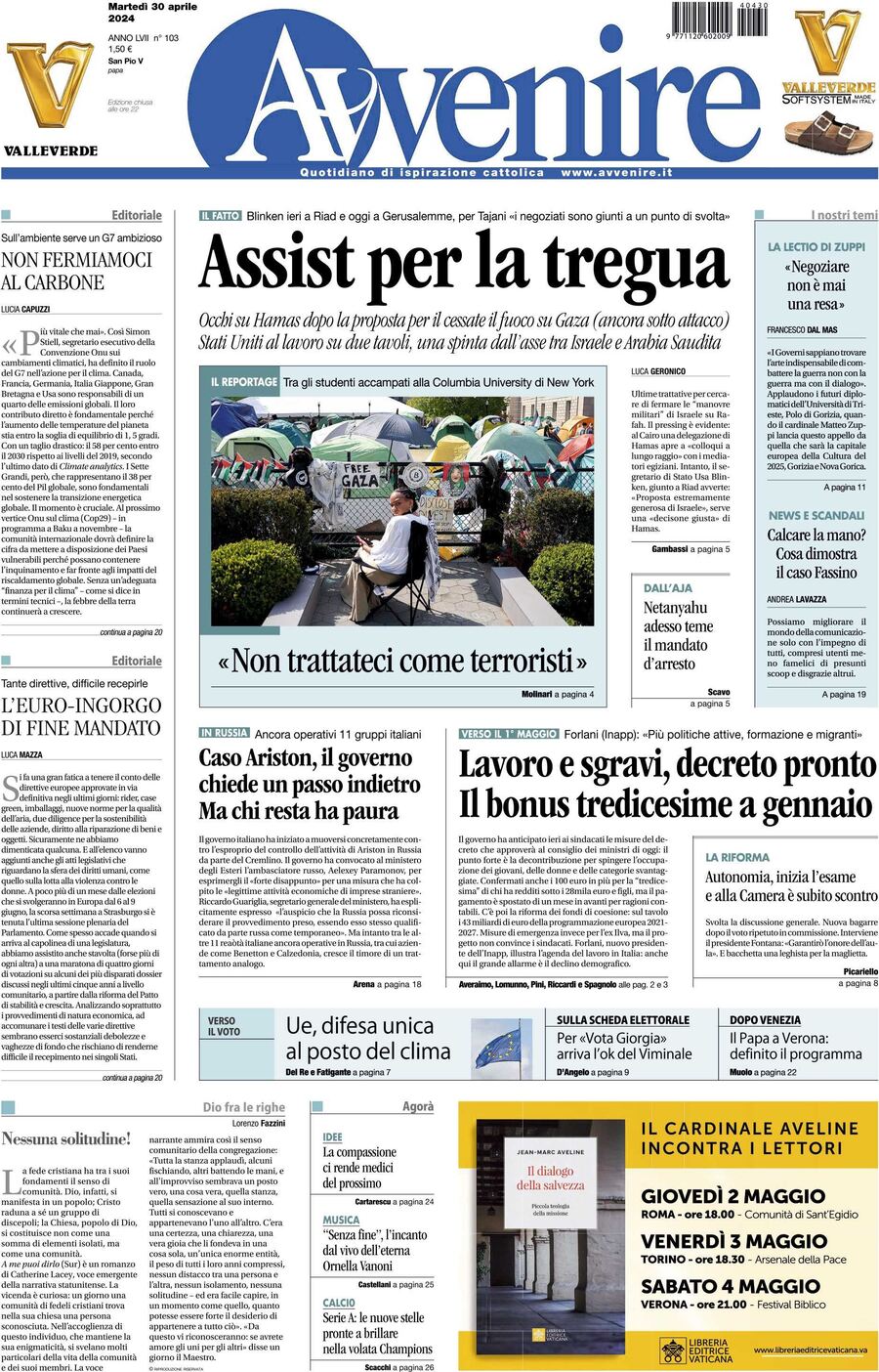 Prima-pagina-avvenire-edizione-di-oggi-30-04-2024