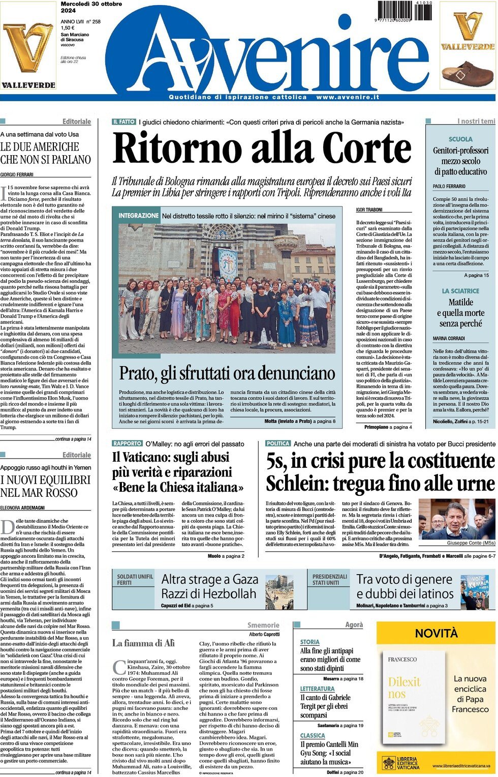 Prima-pagina-avvenire-edizione-di-oggi-30-10-2024