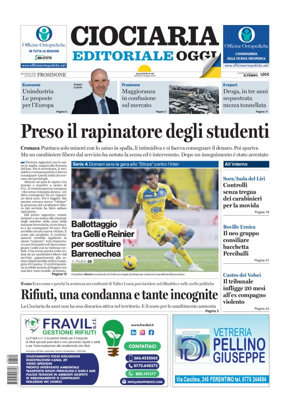 Prima-pagina-ciociaria-editoriale-oggi-edizione-del-20240509