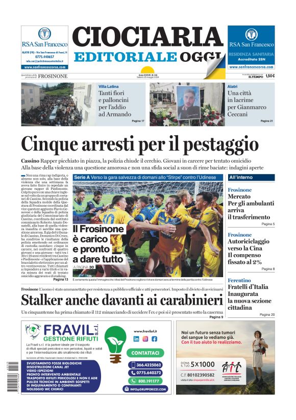 Prima-pagina-ciociaria-editoriale-oggi-edizione-del-20240525