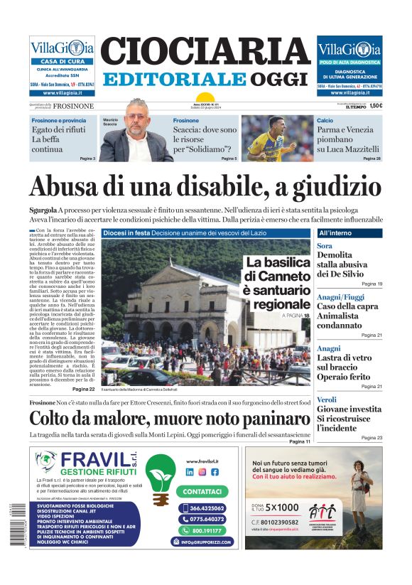 Prima-pagina-ciociaria-editoriale-oggi-edizione-del-20240622