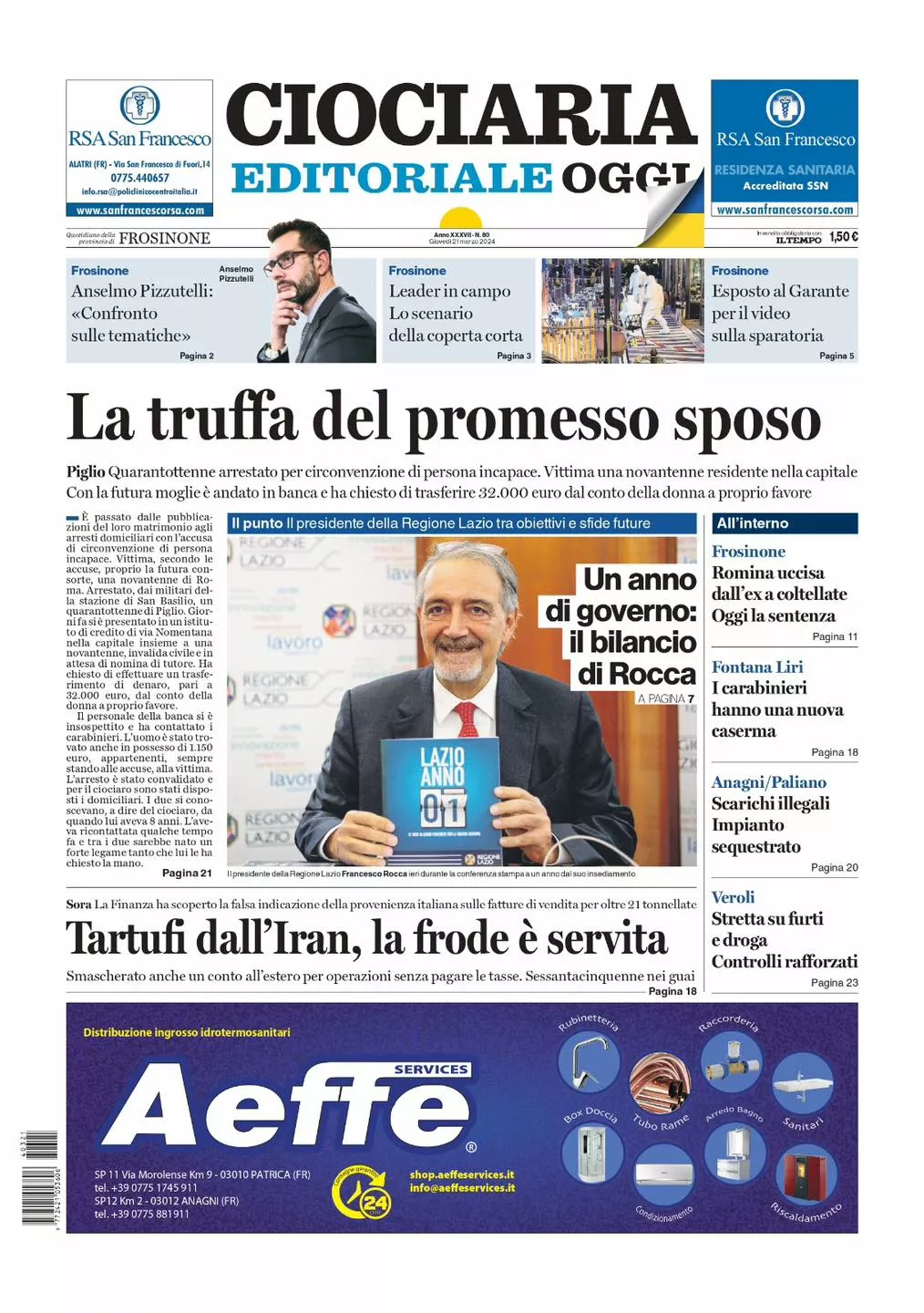 Prima-pagina-ciociaria-frosinone-edizione-di-oggi-21-03-2024