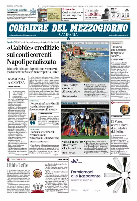 Prima-pagina-corriere-del-mezzogiorno-edizione-di-oggi-2024-04-14