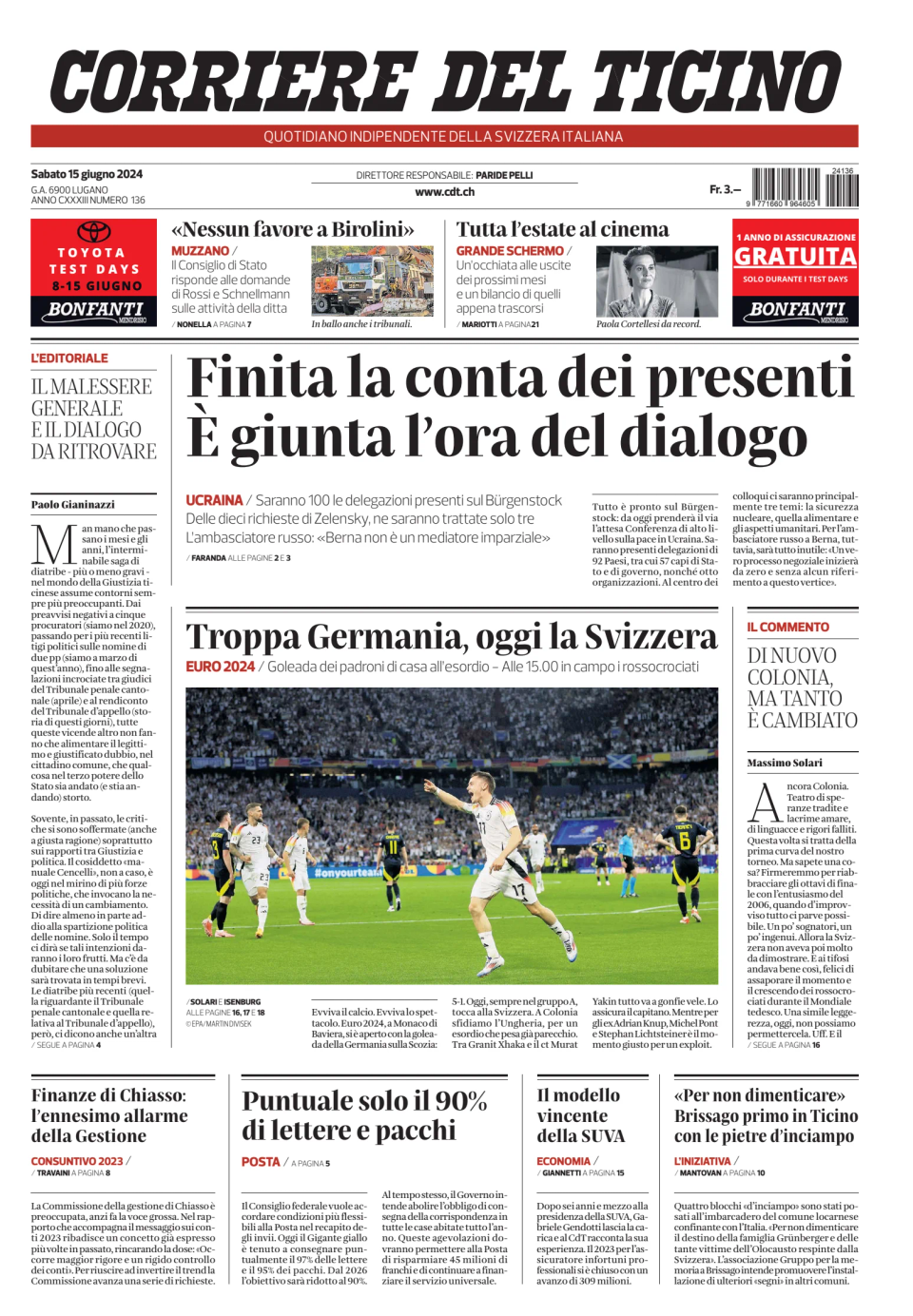 Prima-pagina-corriere-del-ticino-oggi-edizione-di-oggi-20240615