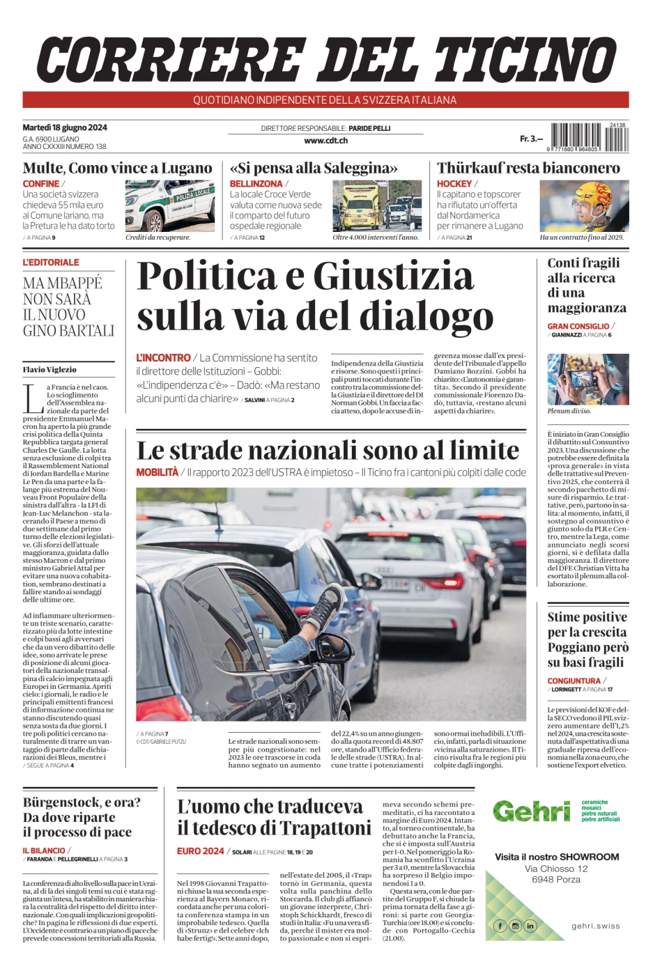 Prima-pagina-corriere-del-ticino-oggi-edizione-di-oggi-20240618