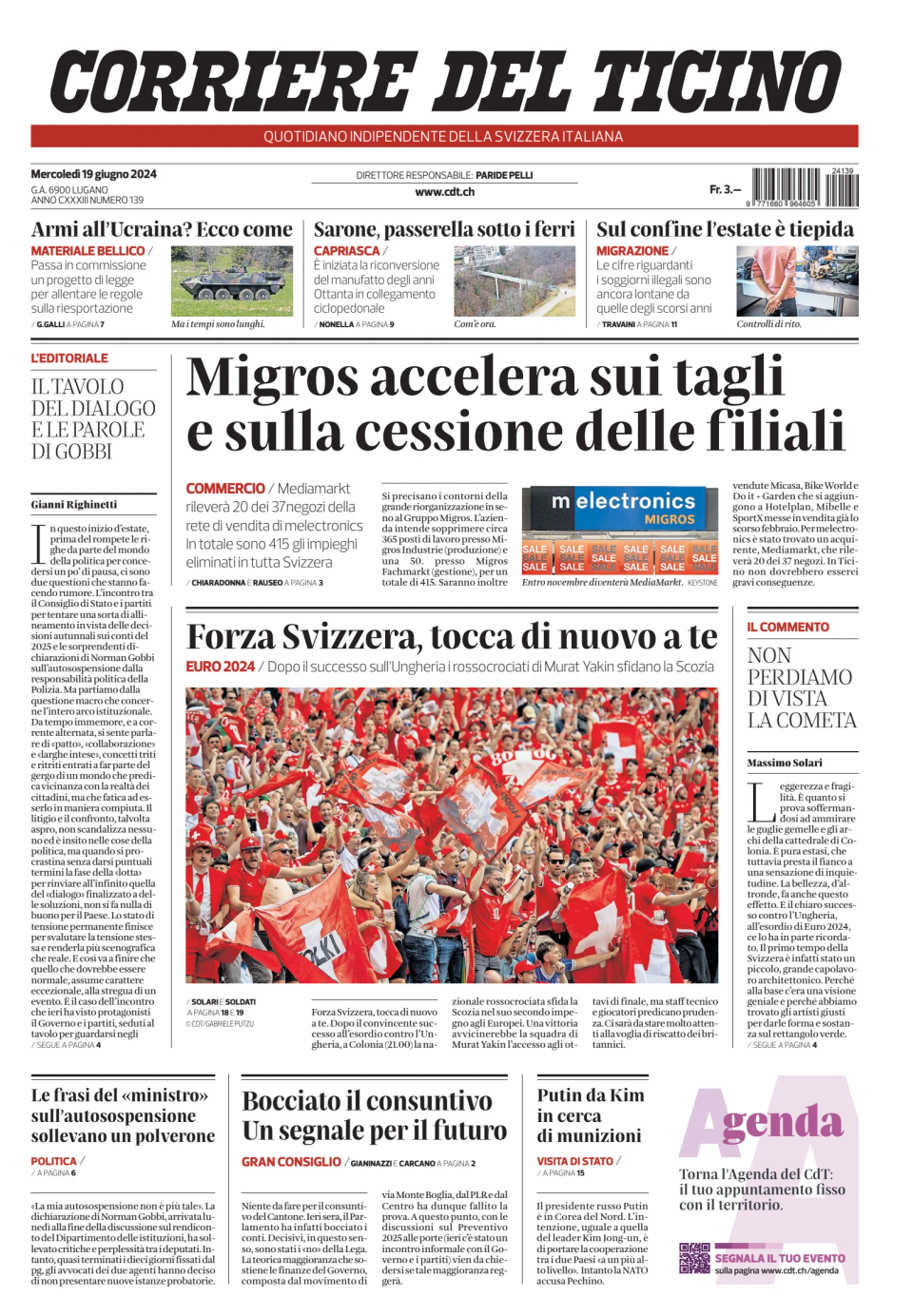 Prima-pagina-corriere-del-ticino-oggi-edizione-di-oggi-20240619