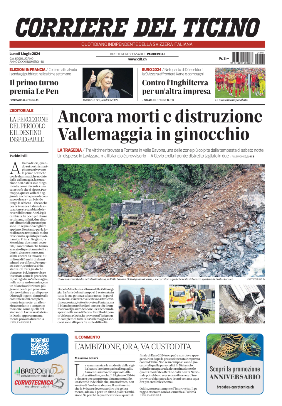 Prima-pagina-corriere-del-ticino-oggi-edizione-di-oggi-20240701