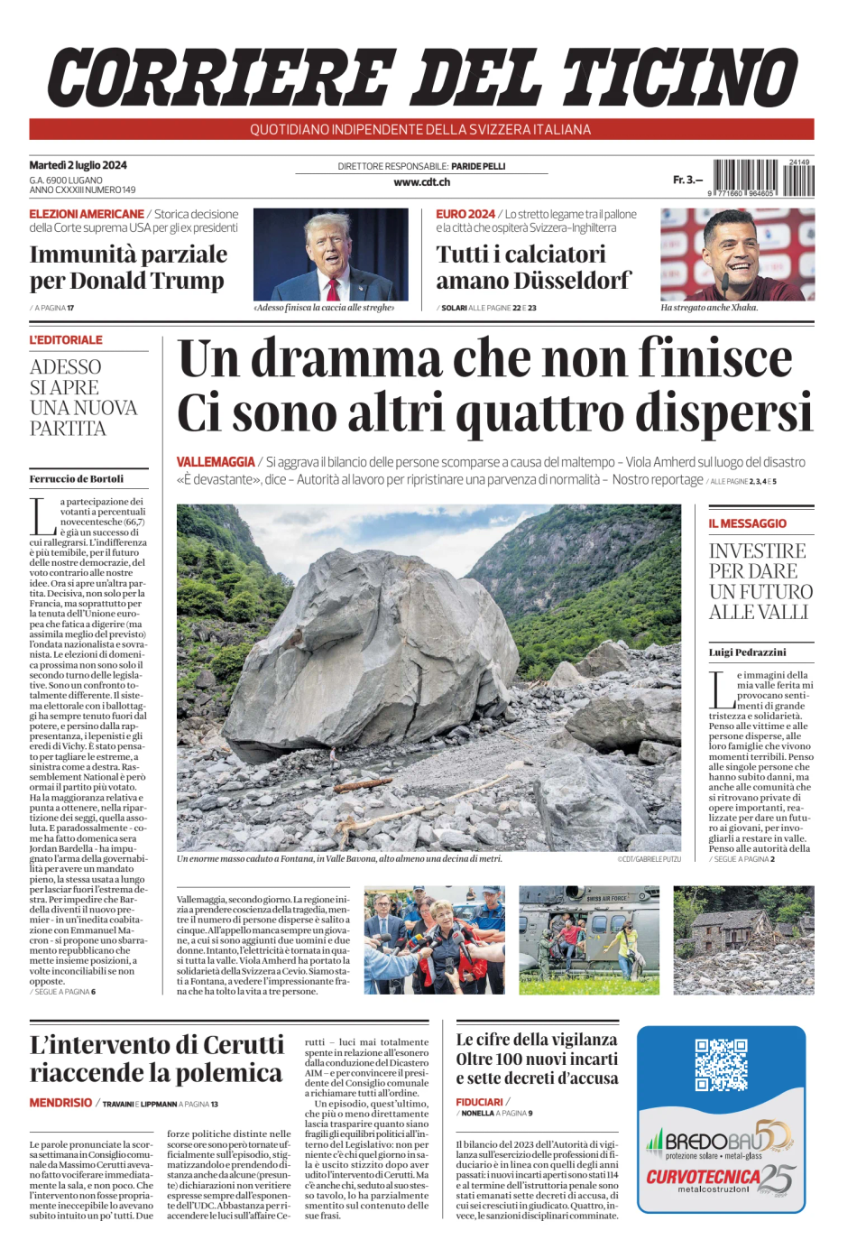 Prima-pagina-corriere-del-ticino-oggi-edizione-di-oggi-20240702