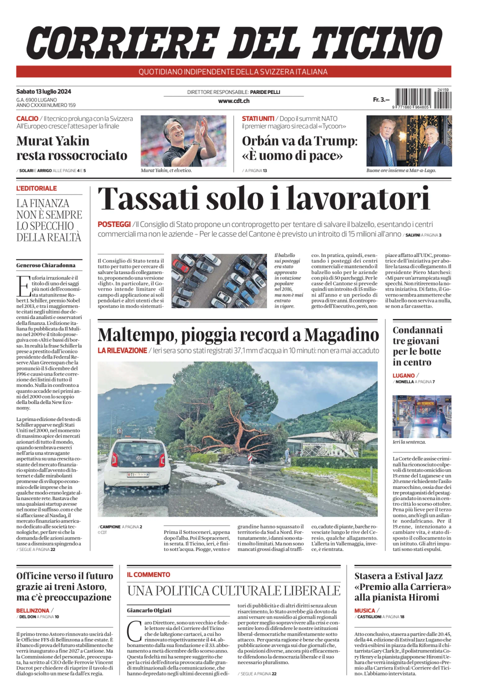 Prima-pagina-corriere-del-ticino-oggi-edizione-di-oggi-20240713